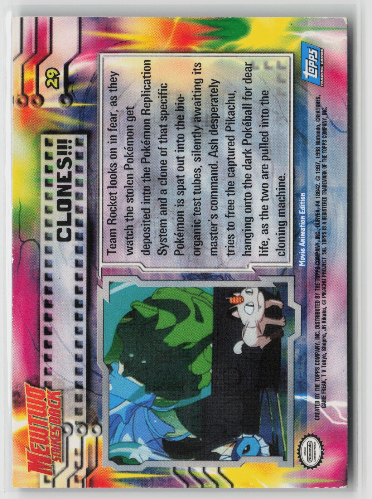 Topps Clones!!! Foil Mewtwo Strikes Back #29 LP (Back)