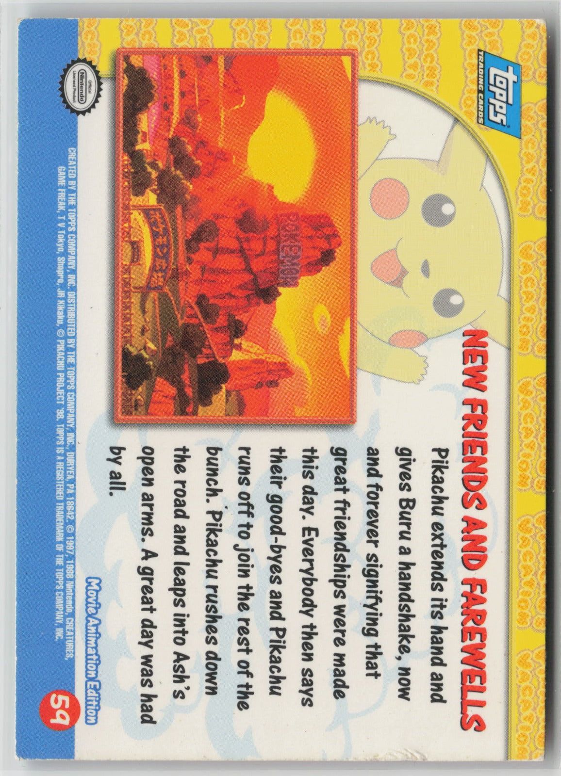 Topps New Friends and Farewells Foil Pikachu's Vacation #59 LP (Back)