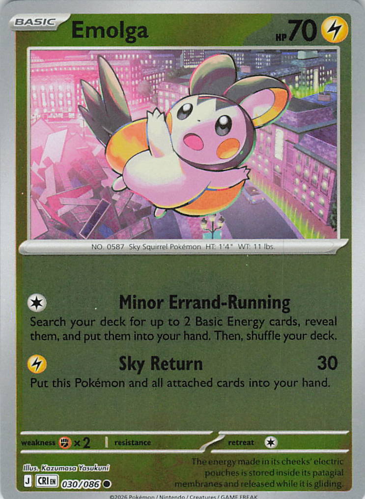 Emolga Common Reverse Holo CRI 030/086 NM