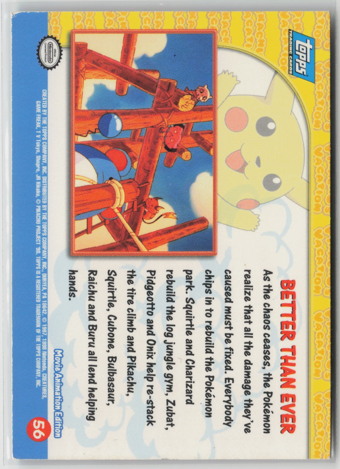 Topps Better Than Ever Foil Pikachu's Vacation #56 LP (Back)