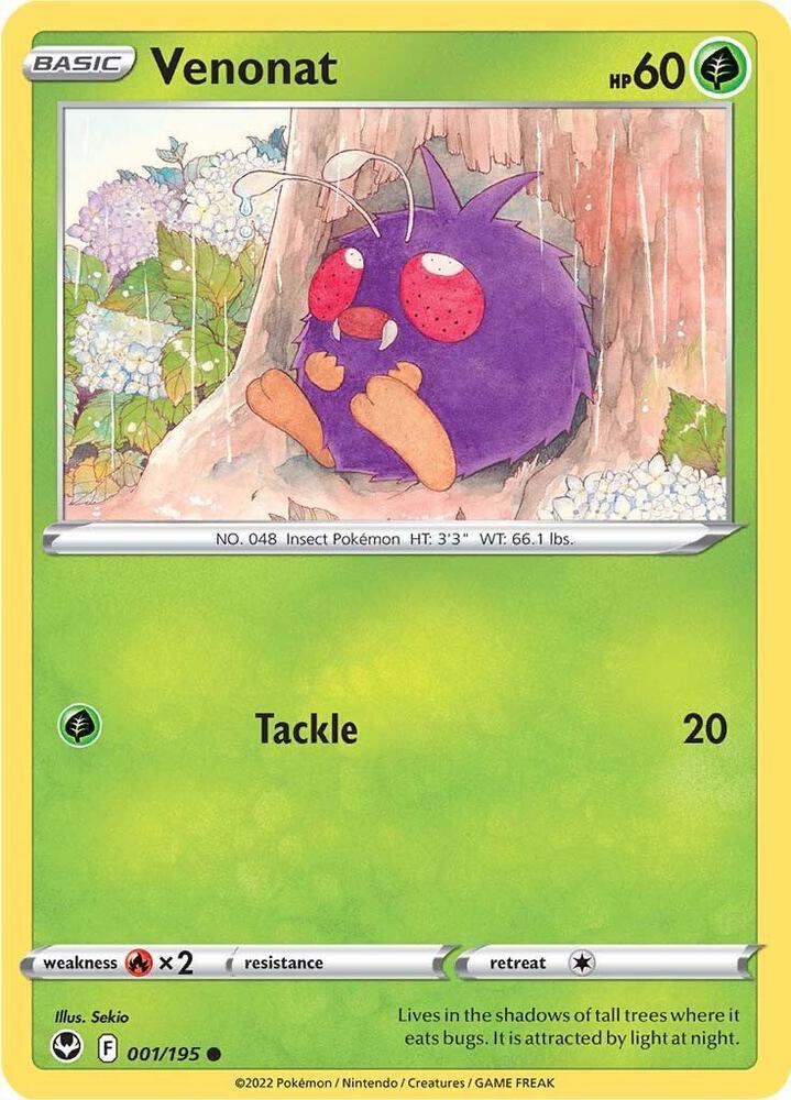 Venonat Common Reverse Holo SWSH12 001/195 NM