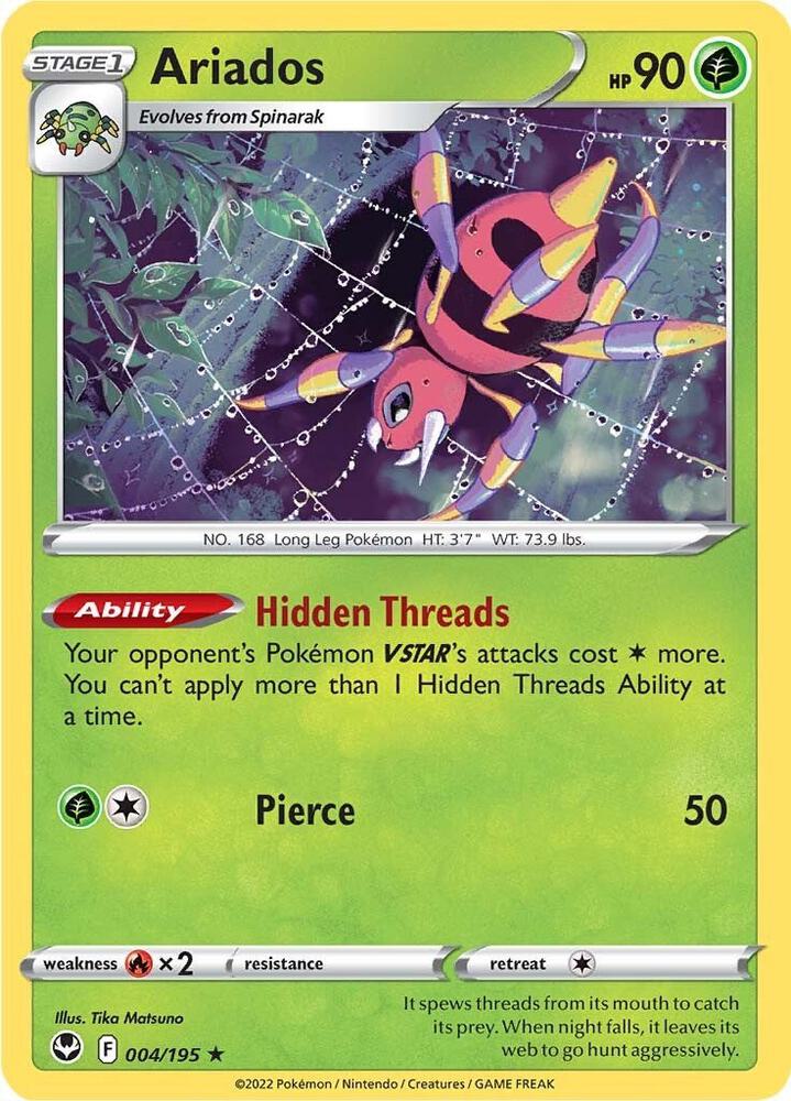 Ariados Holo Rare Holo SWSH12 004/195 NM