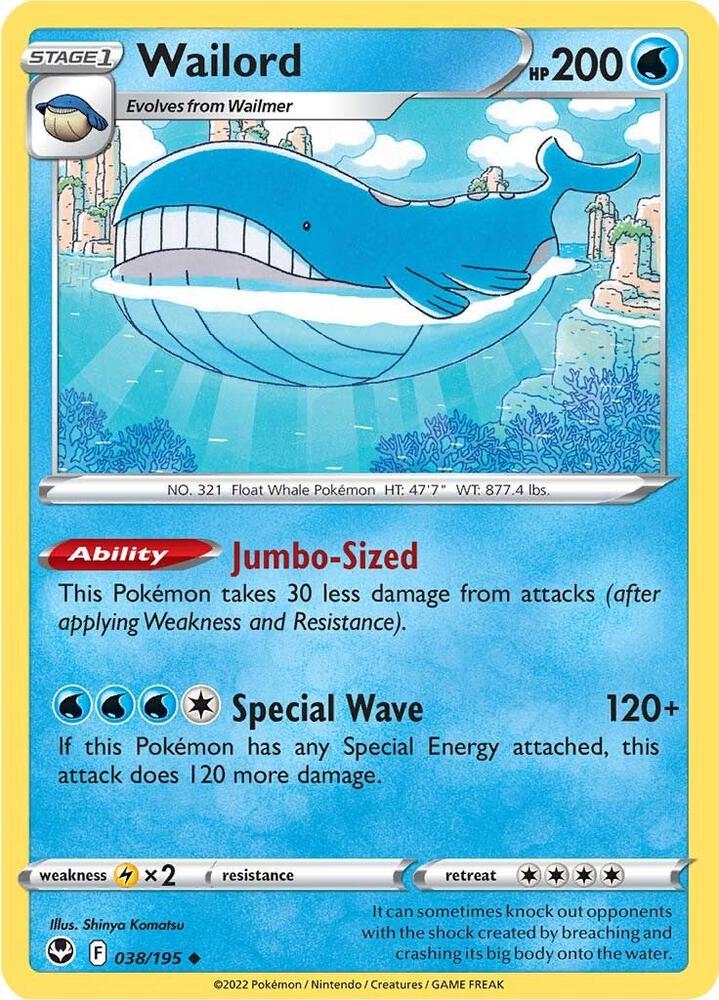 Wailord Uncommon Reverse Holo SWSH12 038/195 NM