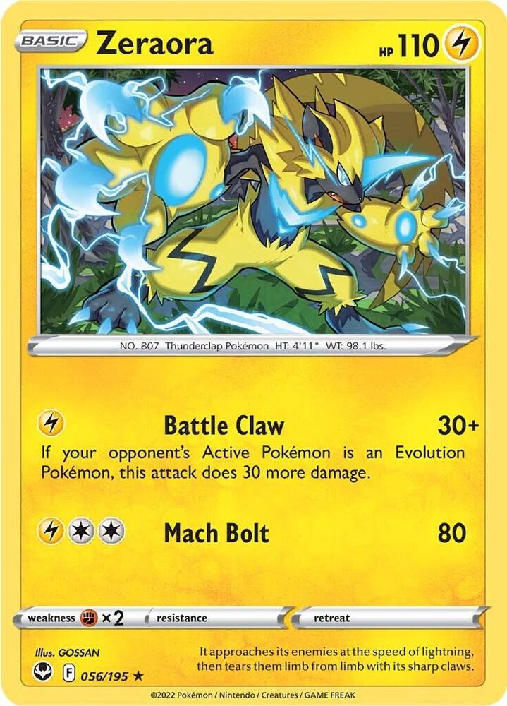 Zeraora Rare Reverse Holo SWSH12 056/195 NM