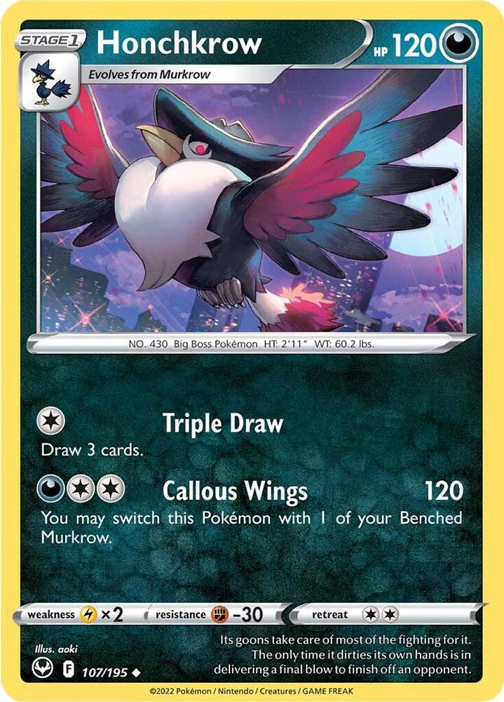 Honchkrow Uncommon SWSH12 107/195 NM
