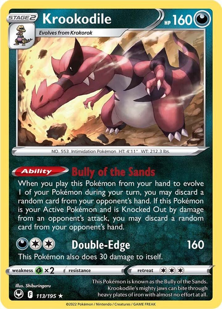 Krookodile Holo Rare Reverse Holo SWSH12 113/195 NM