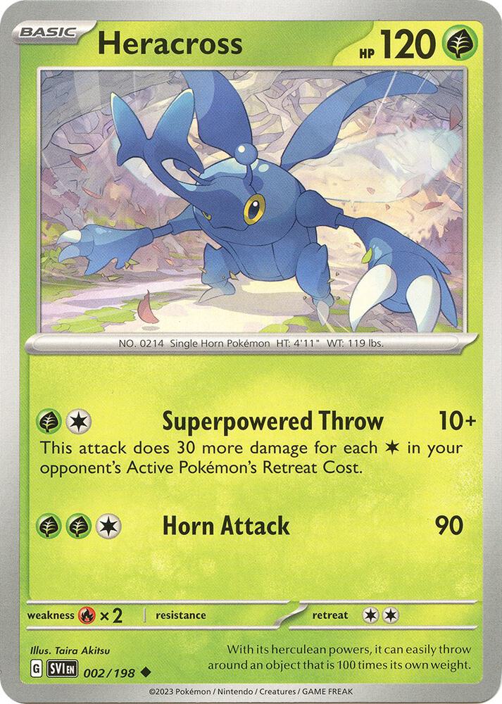 Heracross Uncommon Reverse Holo SVI 002/198 NM