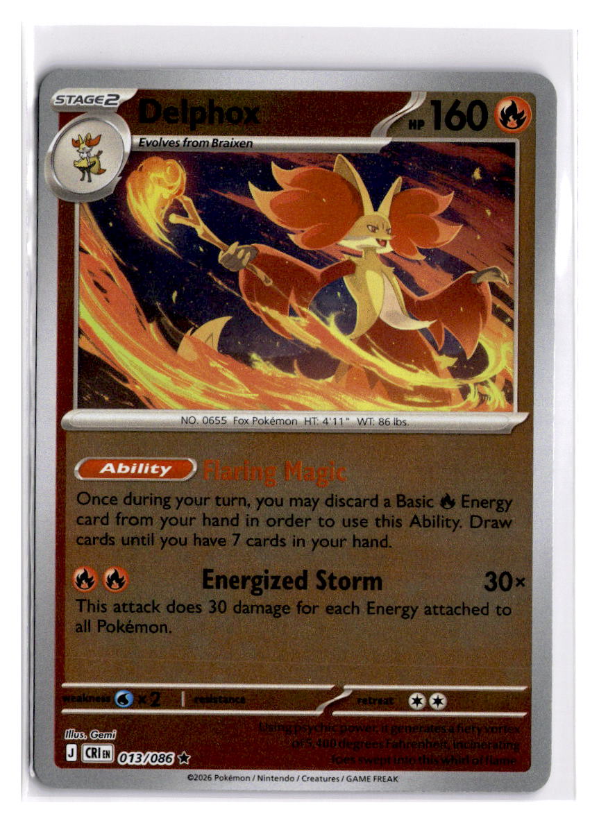 Delphox Rare Reverse Holo CRI 013/086 NM