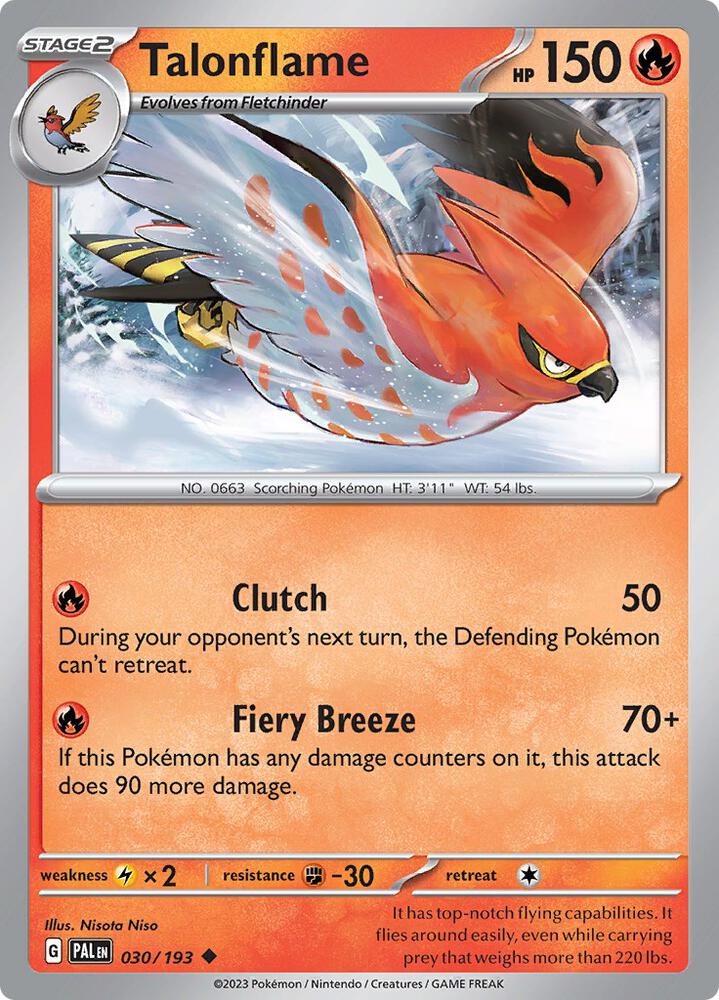 Talonflame Uncommon Regular PAL 030/193 NM