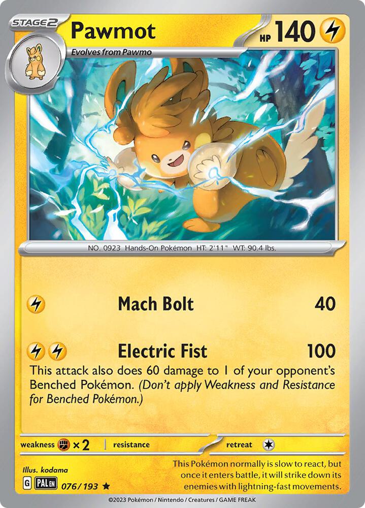 Pawmot Rare Holo PAL 076/193 NM