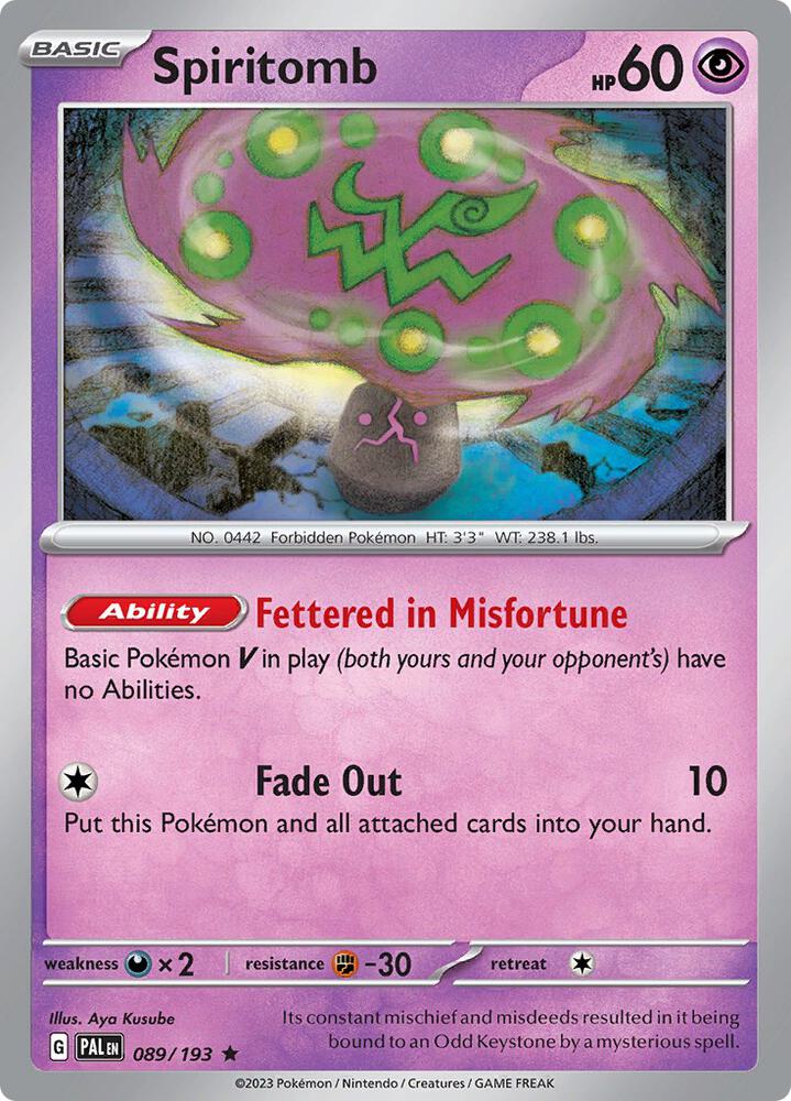 Spiritomb Rare Holo PAL 089/193 NM