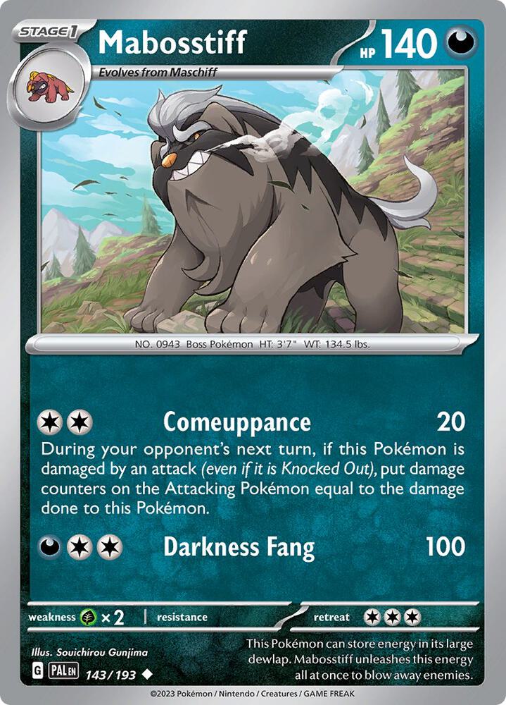 Mabosstiff Uncommon Reverse Holo PAL 143/193 NM
