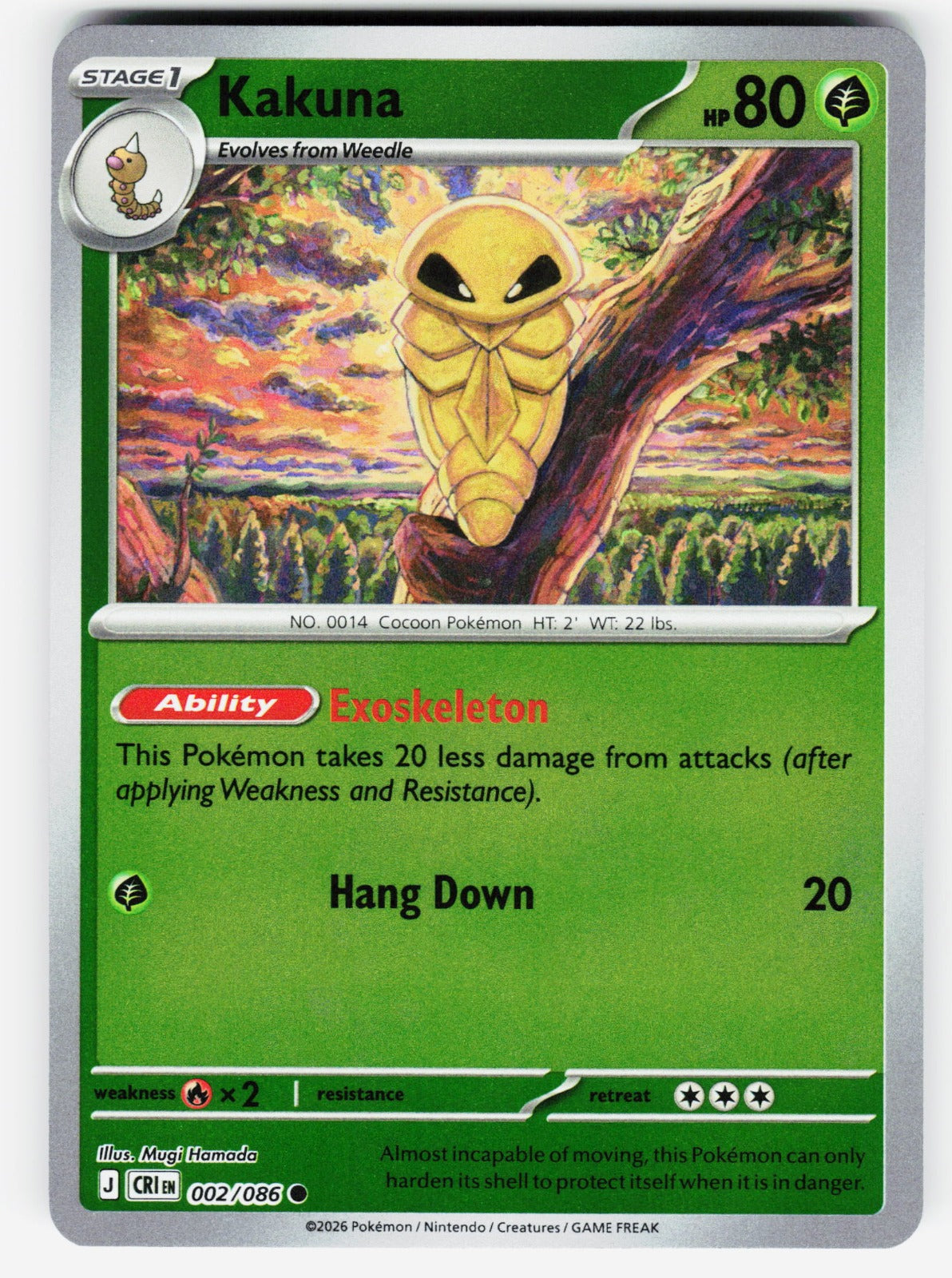 Kakuna Common Reverse Holo CRI 002/086 NM