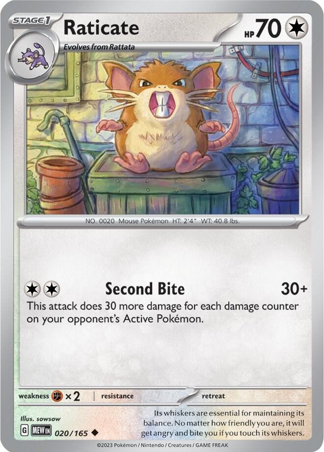 Raticate Uncommon Regular MEW 020/165 NM