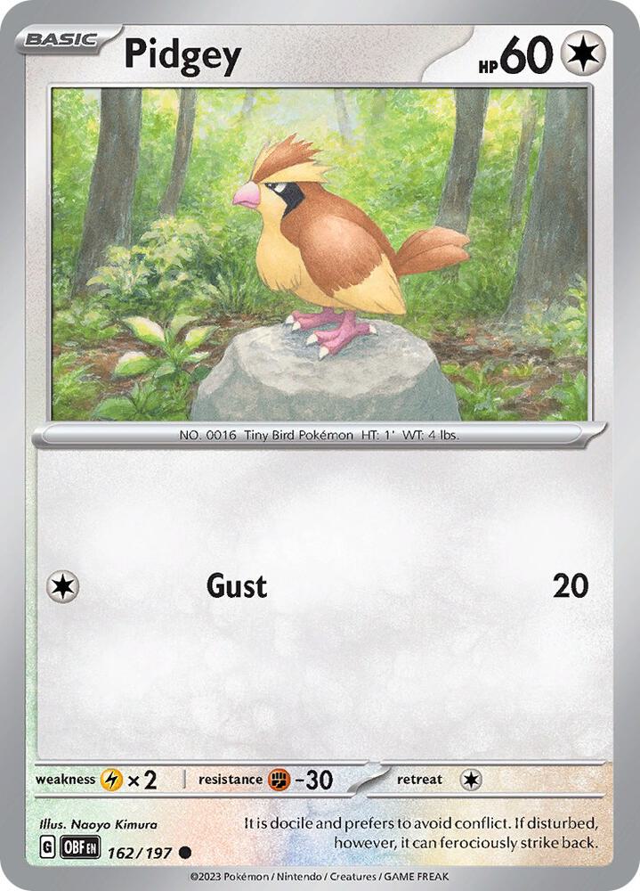 Pidgey Common Regular OBF 162/197 NM