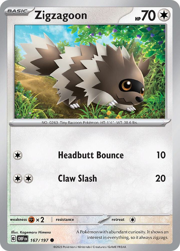 Zigzagoon Common Regular OBF 167/197 NM