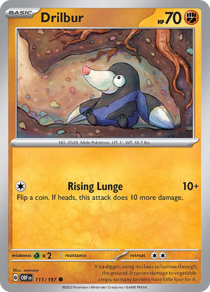 Drilbur Common Reverse Holo OBF 111/197 NM