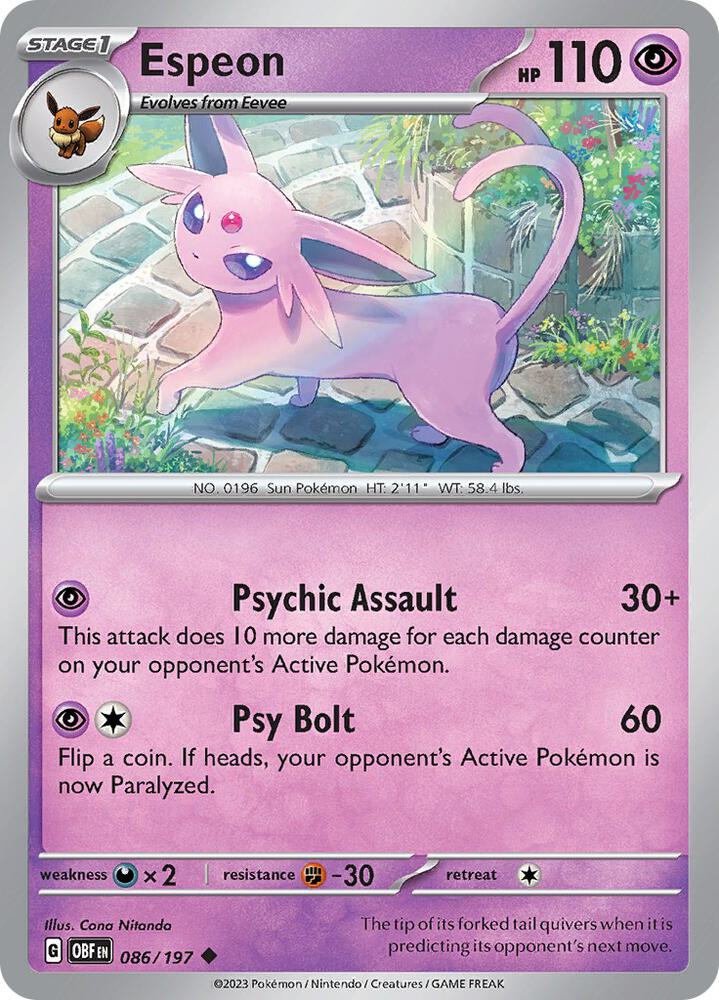 Espeon Uncommon Regular OBF 086/197 NM