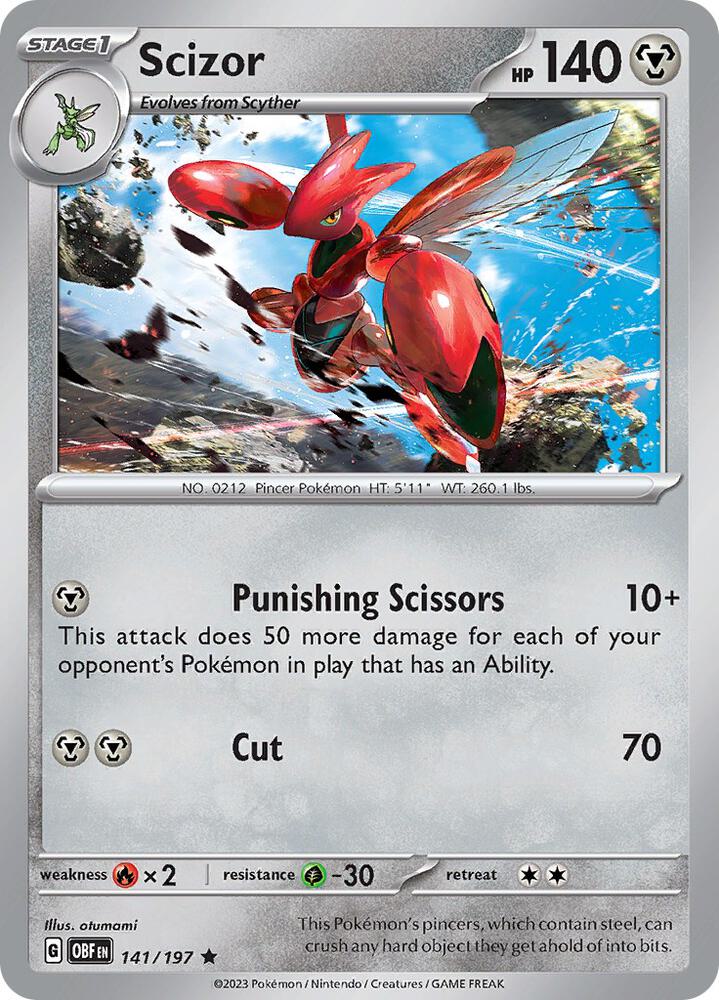 Scizor Rare Holo OBF 141/197 NM