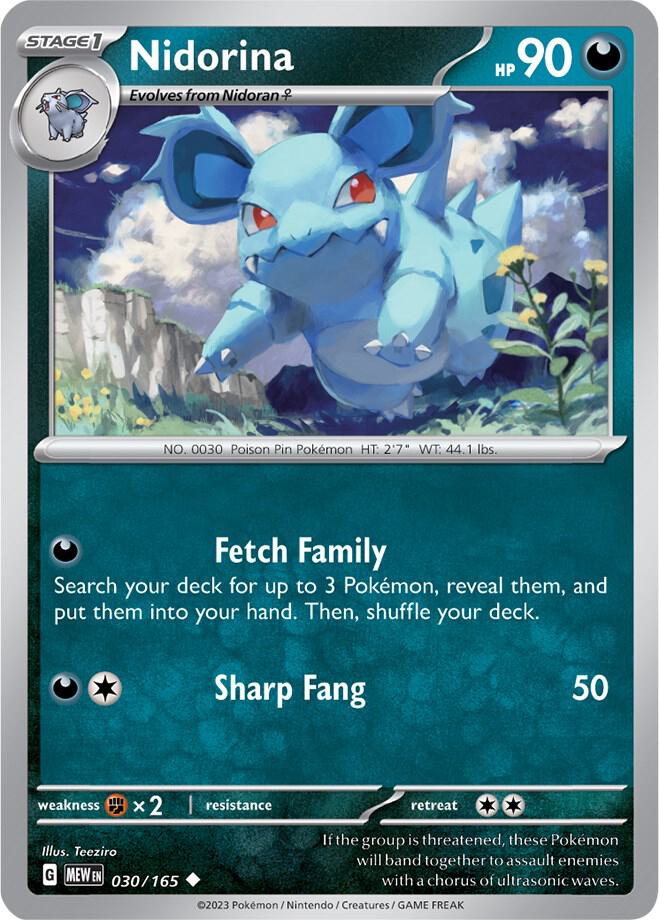 Nidorina Uncommon Reverse Holo MEW 030/165 NM