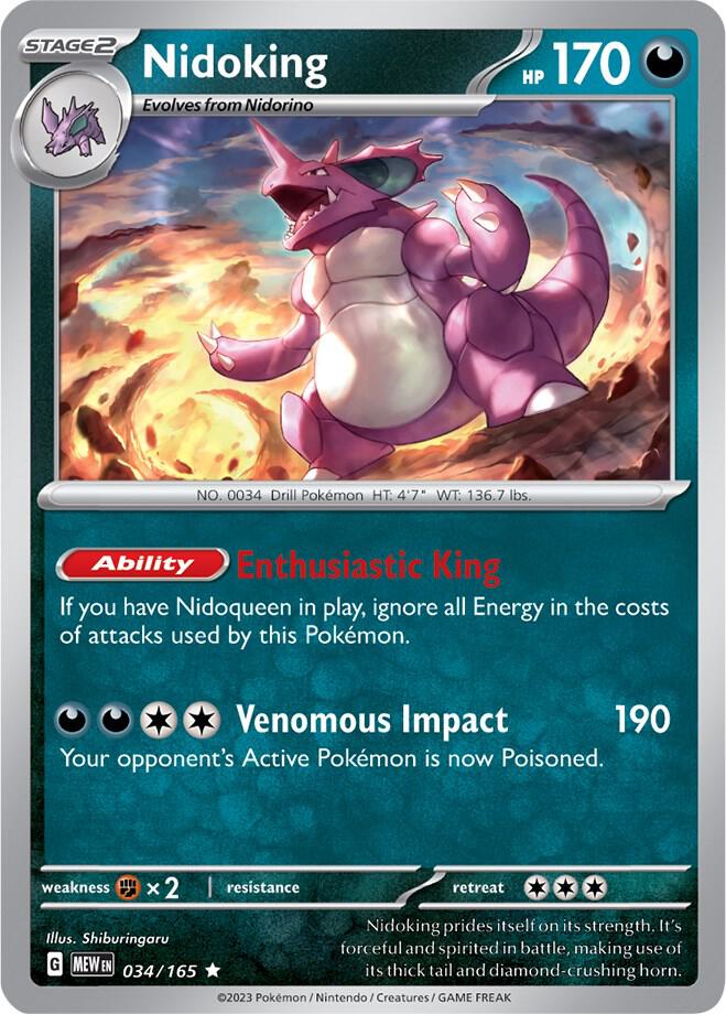 Nidoking Rare Holo MEW 034/165 NM