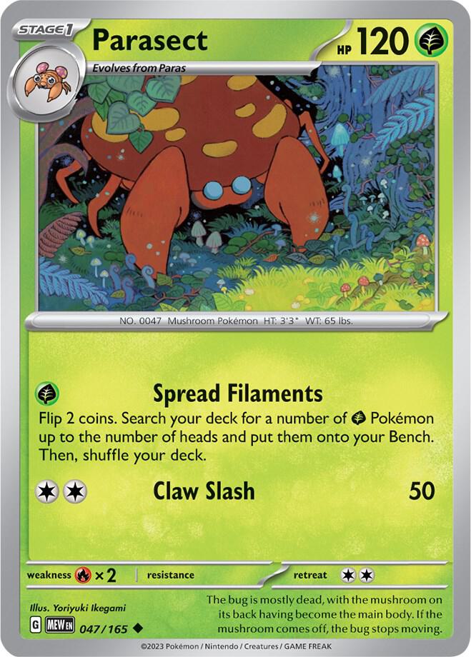 Parasect Uncommon Regular MEW 047/165 NM