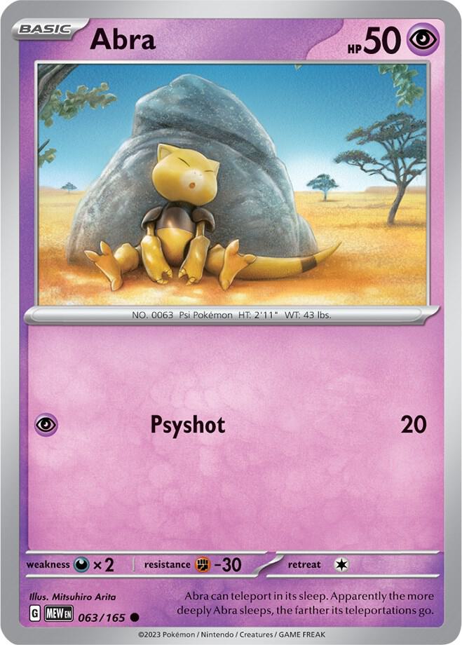 Abra Common Reverse Holo MEW 063/165 NM