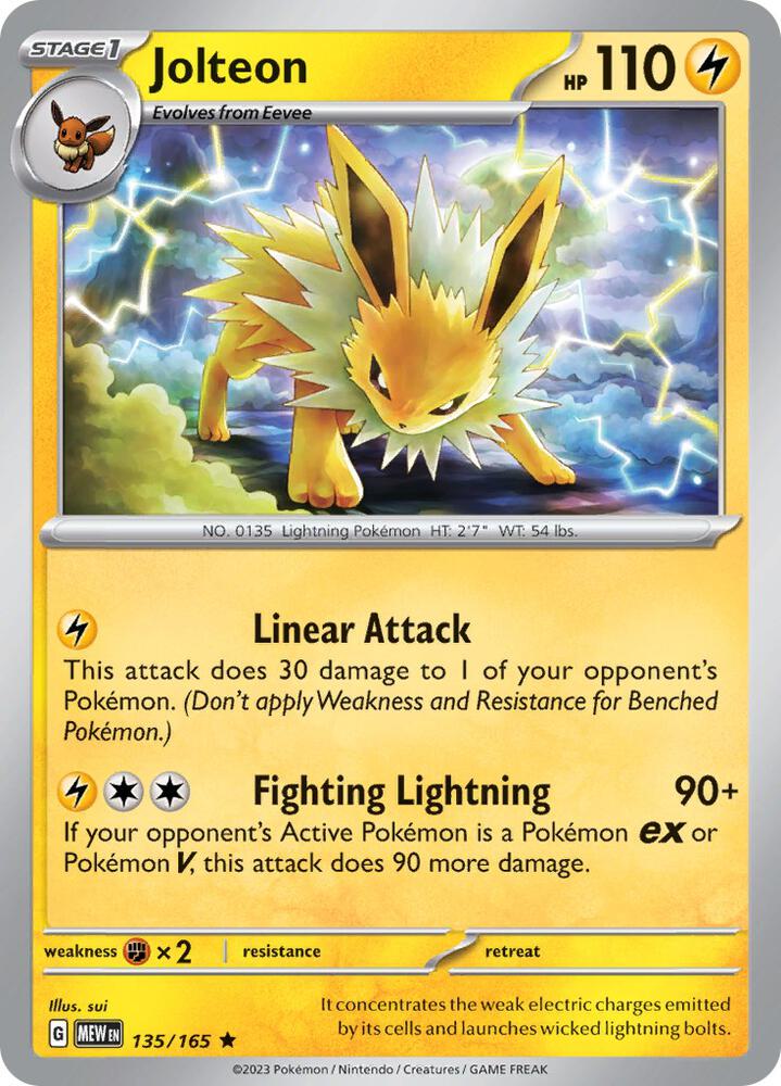 Jolteon Rare Holo MEW 135/165 NM