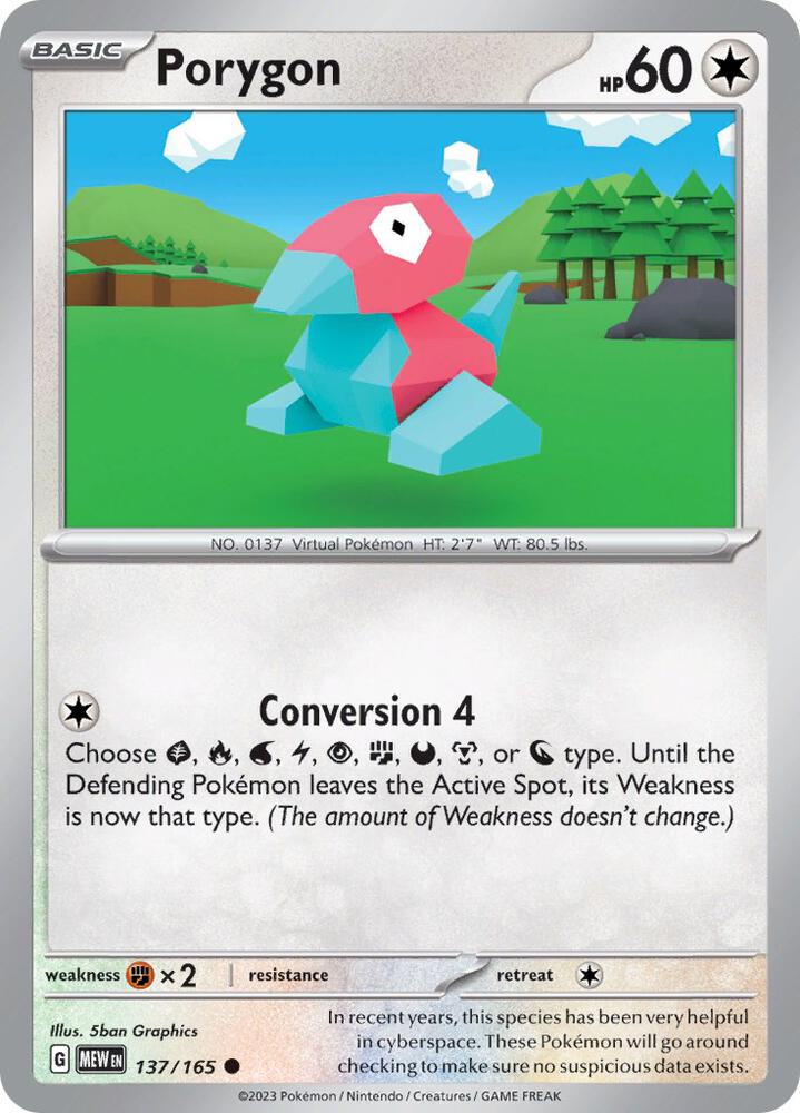 Porygon Common Regular MEW 137/165 NM