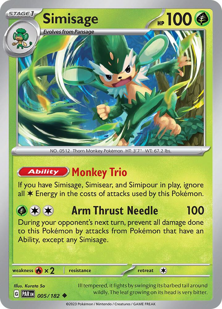 Simisage Uncommon Reverse Holo PAR 005/182 NM