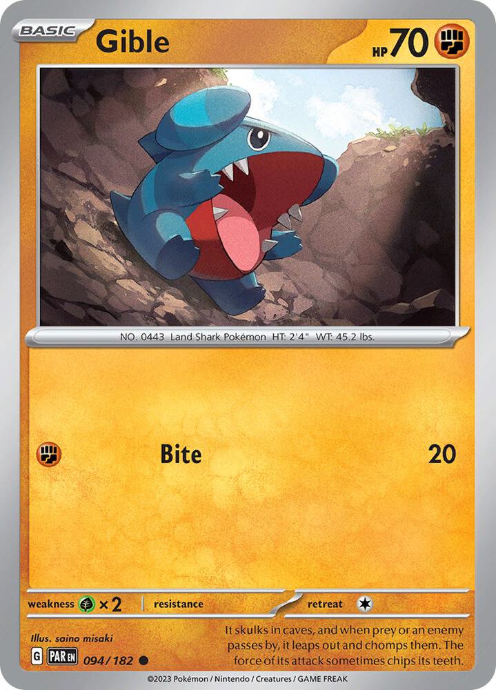 Gible Common Reverse Holo PAR 094/182 NM