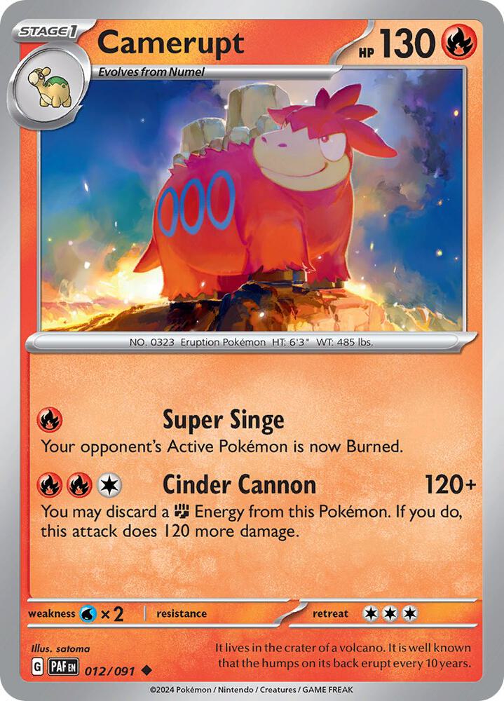 Camerupt Uncommon Reverse Holo PAF 012/091 NM