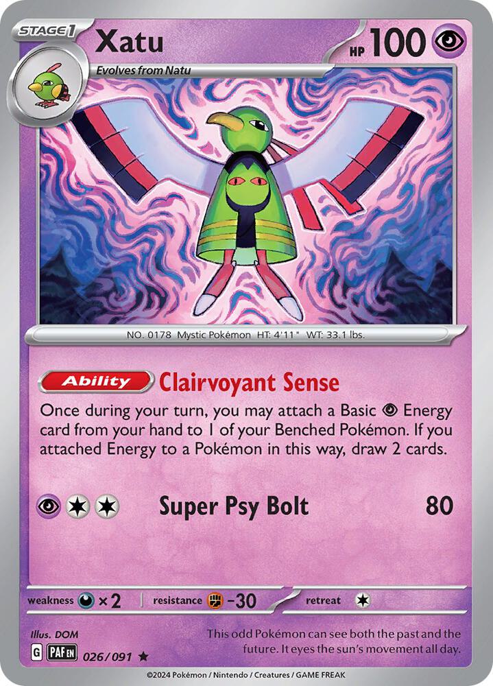 Xatu Rare Holo PAF 026/091 NM