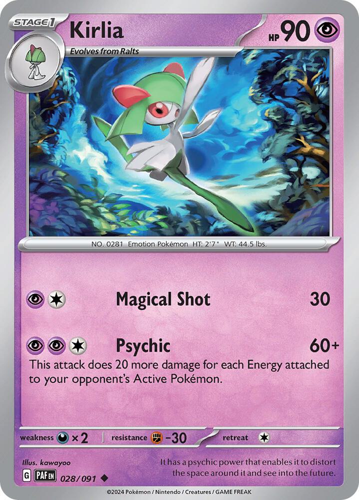 Kirlia Uncommon Regular PAF 028/091 NM