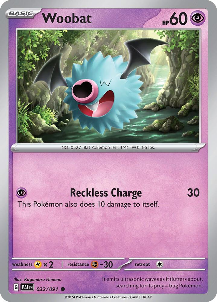 Woobat Common Regular PAF 032/091 NM