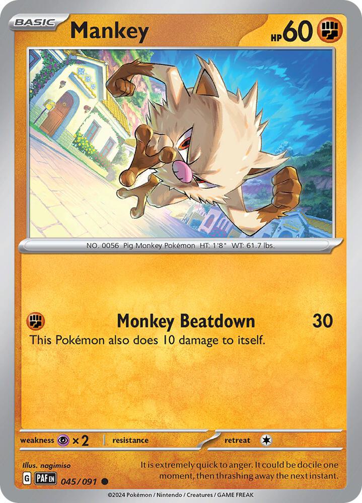 Mankey Common Regular PAF 045/091 NM