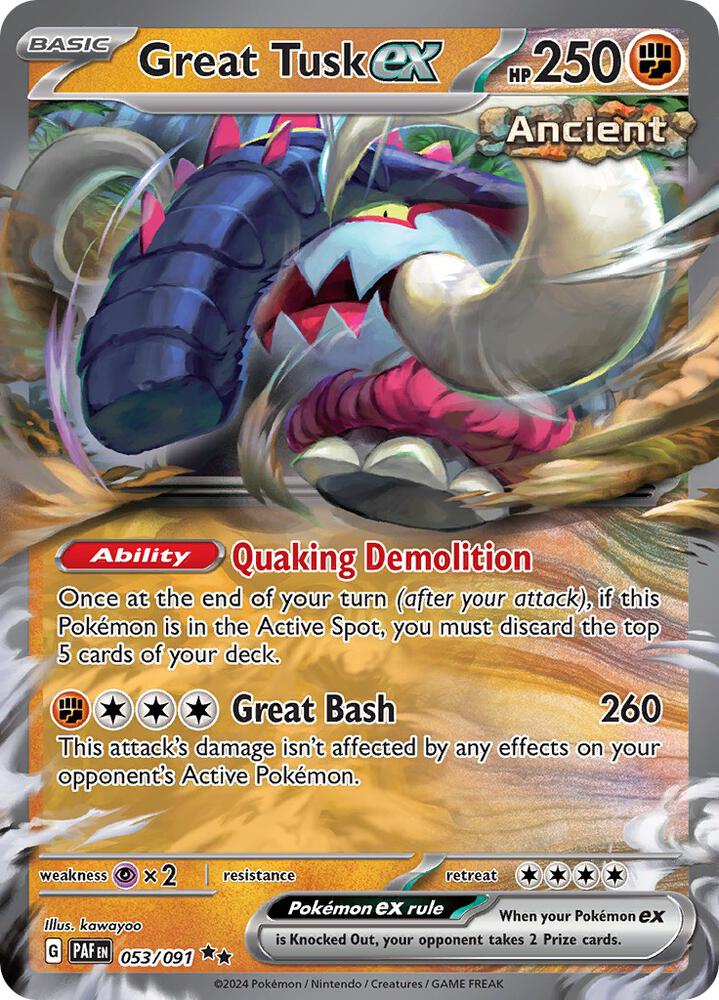 Great Tusk ex Double Rare Holo PAF 053/091 NM