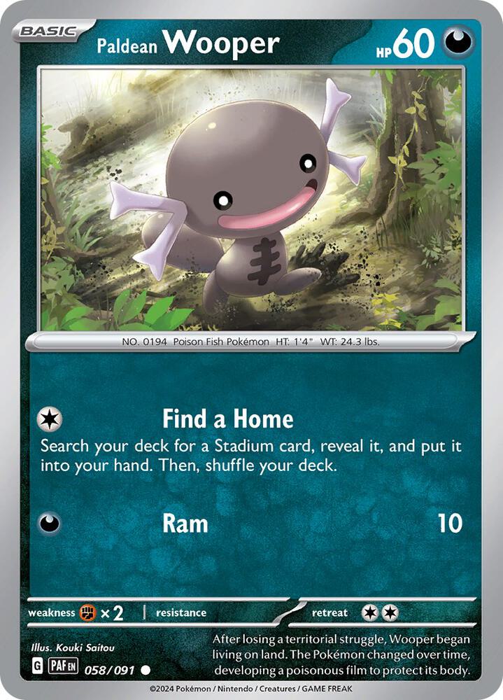 Paldean Wooper Common Regular PAF 058/091 NM