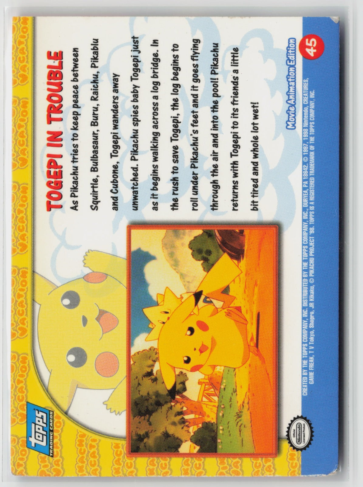 Topps Togepi In Trouble Pikachu's Vacation #45 LP (Back)