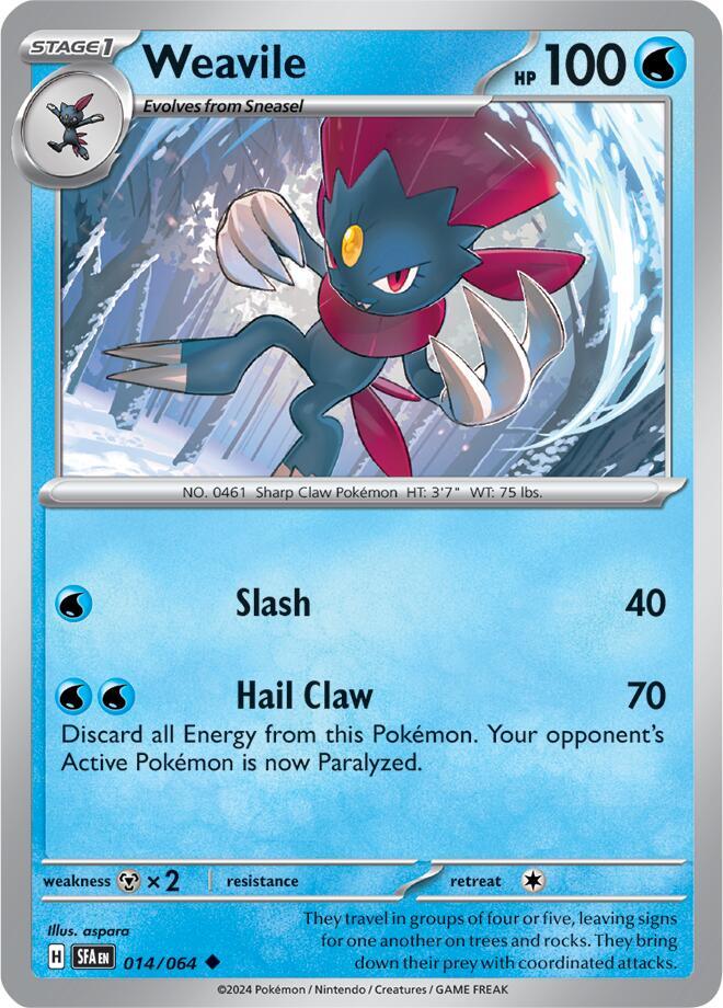 Weavile Uncommon Reverse Holo SFA 014/064 NM