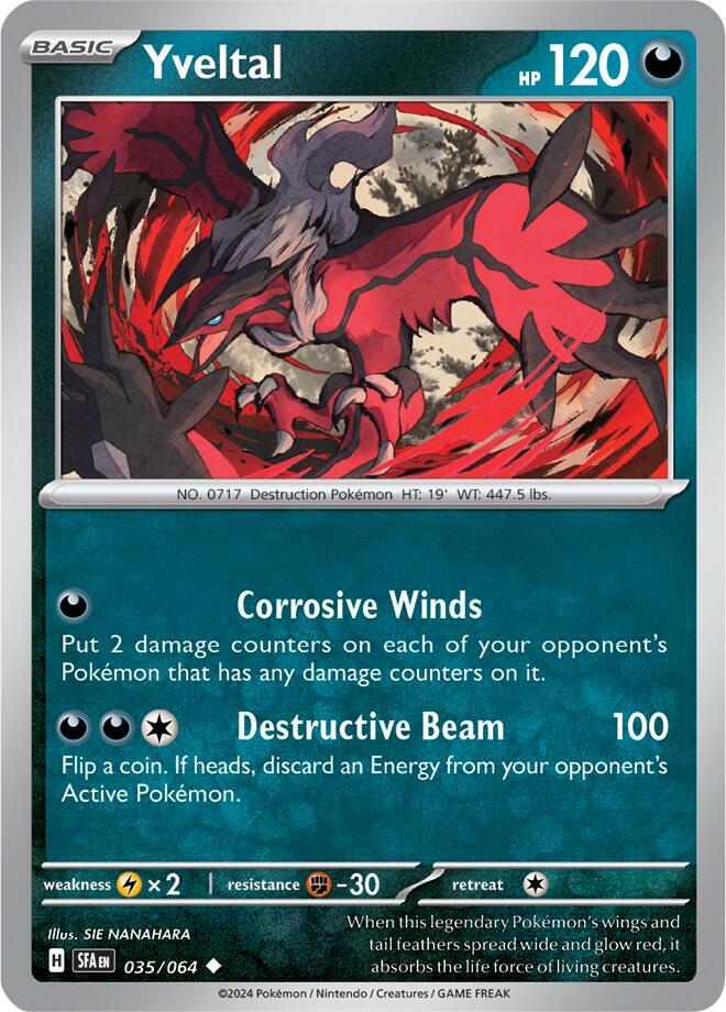 Yveltal Uncommon Reverse Holo SFA 035/064 NM