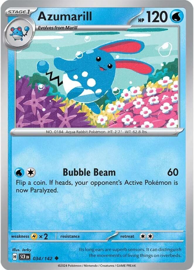 Azumarill Uncommon Reverse Holo SCR 034/142 NM