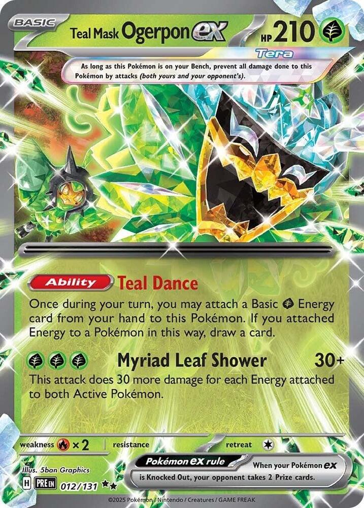 Teal Mask Ogerpon ex Double Rare Holo PRE 012/131 NM