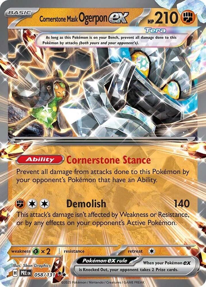 Cornerstone Mask Ogerpon ex Double Rare Holo PRE 058/131 NM