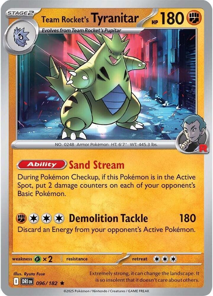 Team Rocket's Tyranitar Rare Holo DRI 096/182 NM