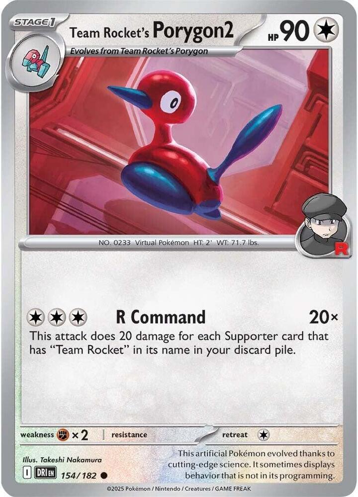 Team Rocket's Porygon2 Common Reverse Holo DRI 154/182 NM