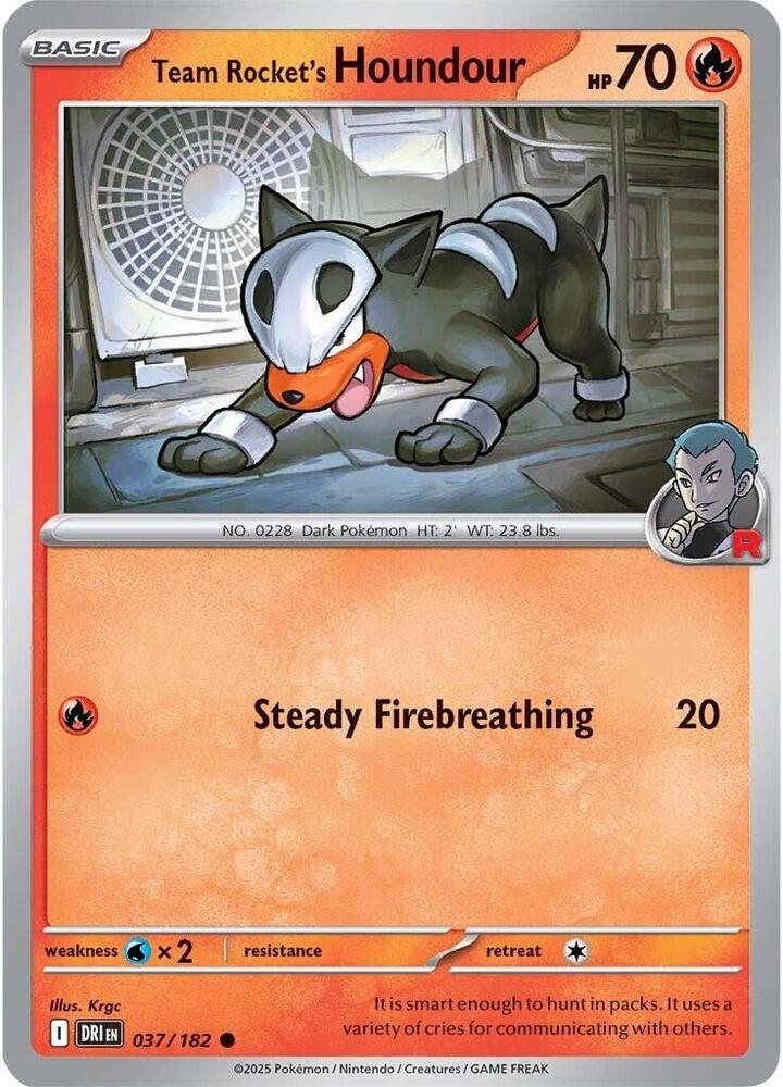 Team Rocket's Houndour Common Reverse Holo DRI 037/182 NM