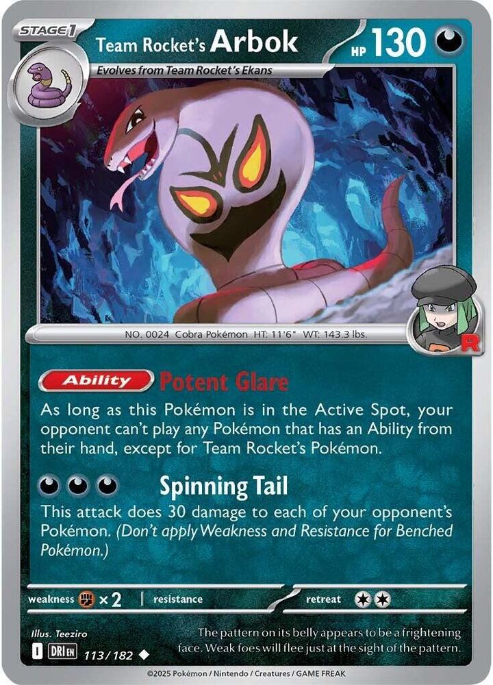 Team Rocket's Arbok Uncommon Regular DRI 113/182 NM
