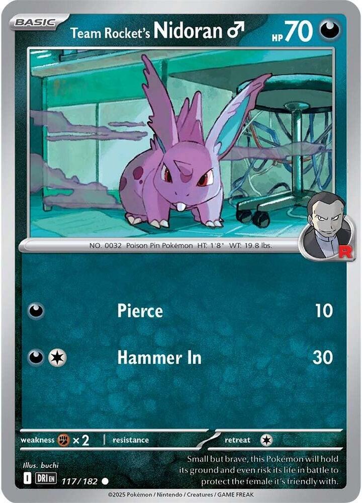 Team Rocket's Nidoran M Common Reverse Holo DRI 117/182 NM