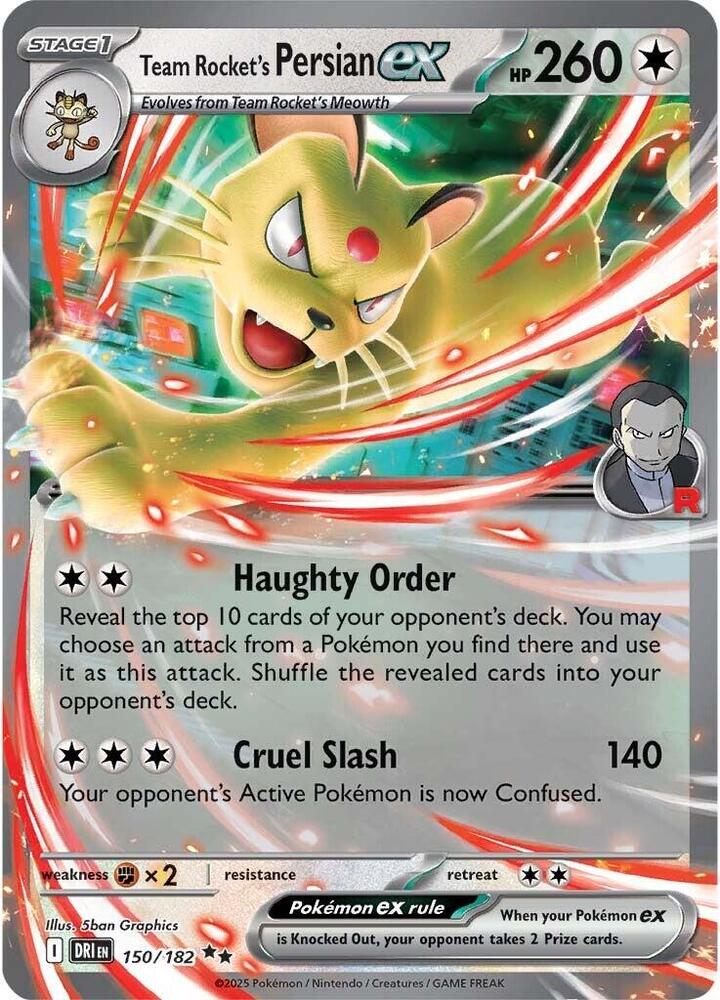 Team Rocket's Persian ex Double Rare Holo DRI 150/182 NM